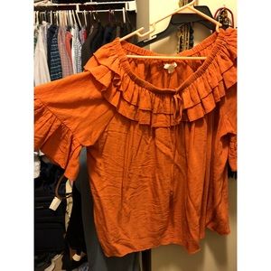 Burnt orange off the shoulder top